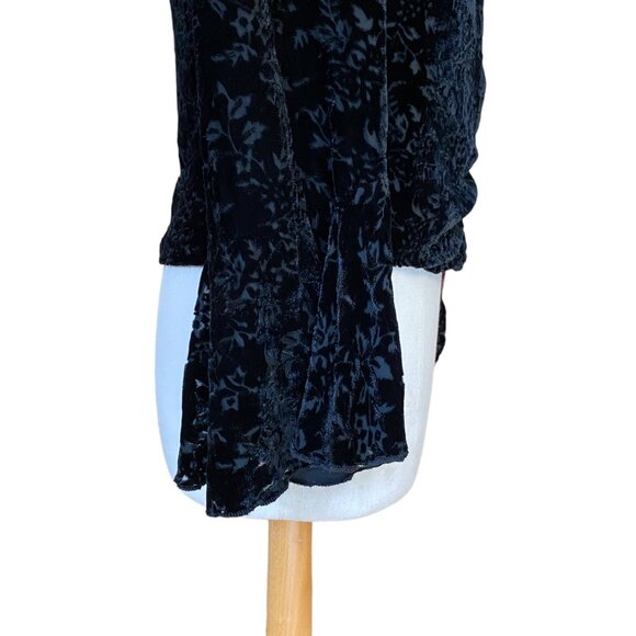 SilkLand Velvet Burnout Silk Wrap Top Floral Bell Sleeve Whimisgoth Dark Fairy-8 - Picture 9 of 15